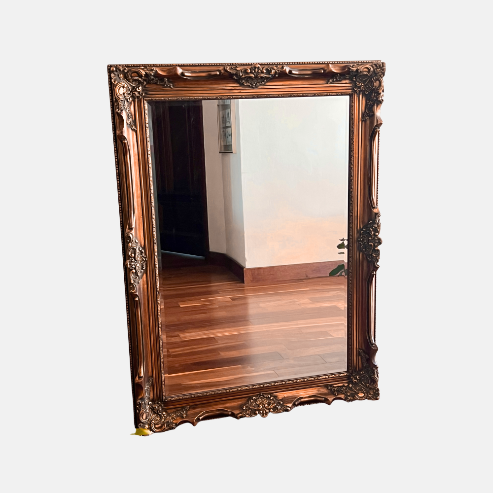 Espejo de Pared con Marco Antiguo de Madera Tallada | 118 cm